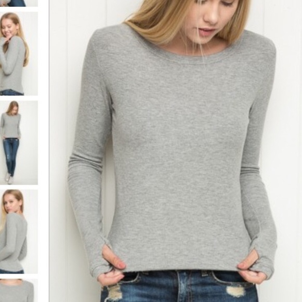 Brandy Melville gray ribbed long Sleeve